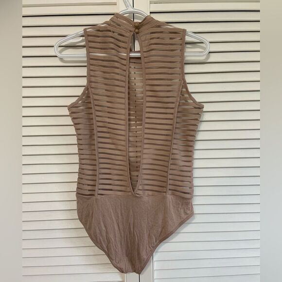 ⭐️Open back pink striped mesh bodysuit women’s medium - Picture 7 of 7